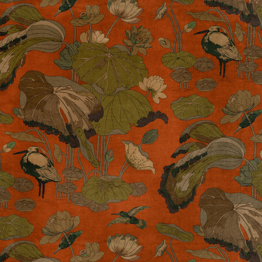 Nympheus Velvet Spice by G P & J Baker Fabric SIGNATURE VELVETS VISCOSE - 60%;COTTON - 30%;POLYESTER - 10% Italy Horizontal: 26.989 and Vertical: 35.46 53.978 - Fabric Carolina -