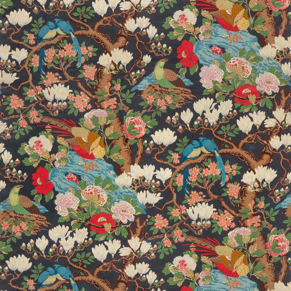 Rockbird Velvet Indigo by G P & J Baker Fabric SIGNATURE VELVETS COTTON - 90%;POLYESTER - 10% Thailand MEDIUM Horizontal: 47.28 and Vertical: 40.582 47.28 - Fabric Carolina -
