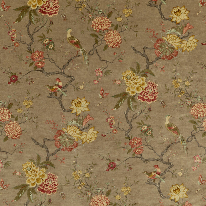 Oriental Bird Velvet Mole by G P & J Baker Fabric SIGNATURE VELVETS VISCOSE - 60%;COTTON - 30%;POLYESTER - 10% Italy - Horizontal: 17.9664 and Vertical: 32.308 53.978 - Fabric Carolina -