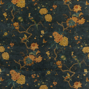 Oriental Bird Velvet Teal by G P & J Baker Fabric