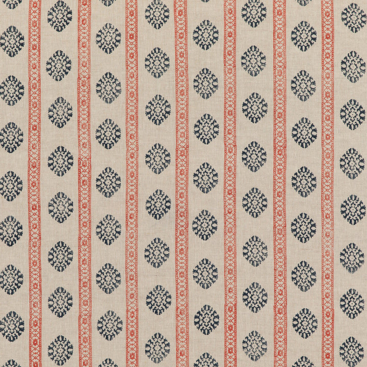 Alma Red/Indigo by G P & J Baker Designer Fabric COROMANDEL SMALL PRINTS LINEN - 100% India - Horizontal: 7.5648 and Vertical: 3.94 53.978 - Swanky Fabrics -