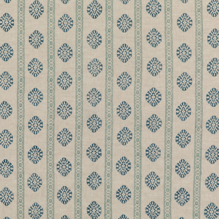 Alma Aqua by G P & J Baker Designer Fabric COROMANDEL SMALL PRINTS LINEN - 100% India - Horizontal: 7.683 and Vertical: 3.94 53.978 - Swanky Fabrics -