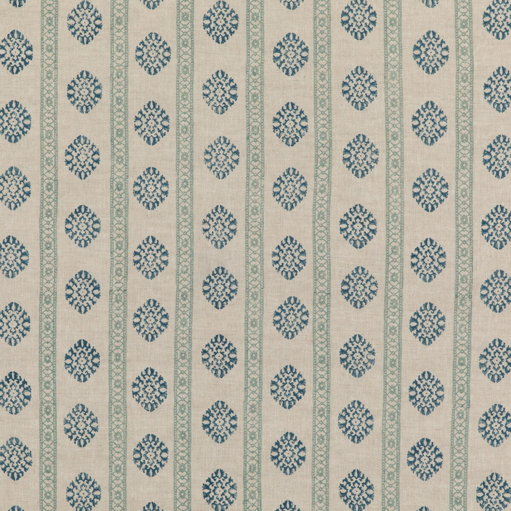 Alma Aqua by G P & J Baker Fabric COROMANDEL SMALL PRINTS LINEN - 100% India - Horizontal: 7.683 and Vertical: 3.94 53.978 - Fabric Carolina -