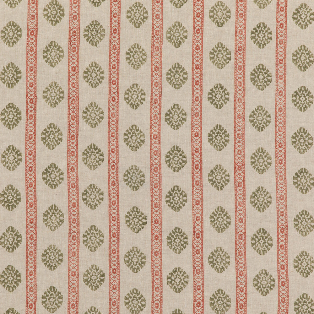 Alma Red/Green by G P & J Baker Fabric COROMANDEL SMALL PRINTS LINEN - 100% India Horizontal: 7.683 and Vertical: 3.94 53.978 - Fabric Carolina -