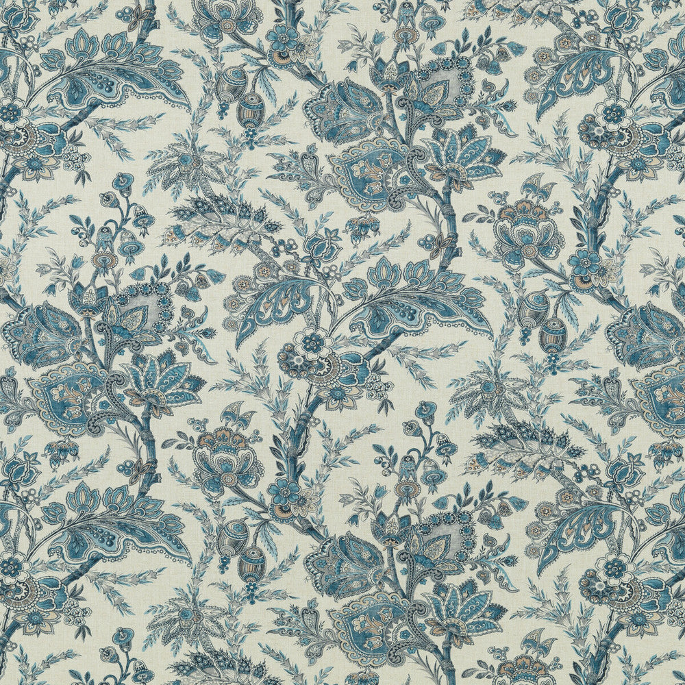 Jewel Indienne Blue/Sand by G P & J Baker Fabric COROMANDEL VISCOSE - 82%;LINEN - 18% United Kingdom Horizontal: 18.124 and Vertical: 27.186 54.372 - Fabric Carolina -