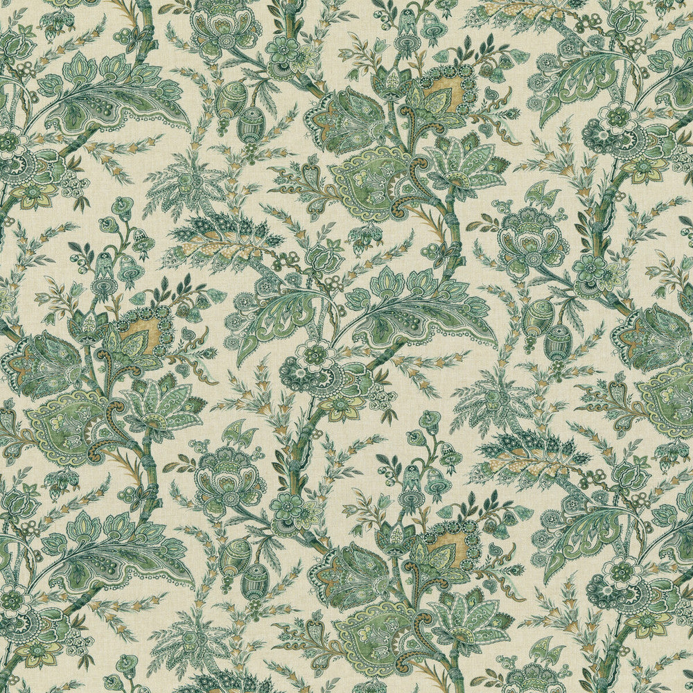 Jewel Indienne Emerald by G P & J Baker Fabric COROMANDEL VISCOSE - 82%;LINEN - 18% United Kingdom Horizontal: 18.124 and Vertical: 27.186 54.372 - Fabric Carolina -