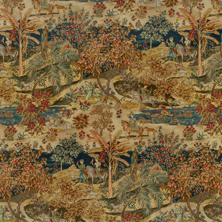 Ramayana Velvet Indigo/Red by G P & J Baker Fabric COROMANDEL COTTON - 56%;LINEN - 44% United Kingdom - Horizontal: 52.402 and Vertical: 48.068 52.402 - Fabric Carolina -