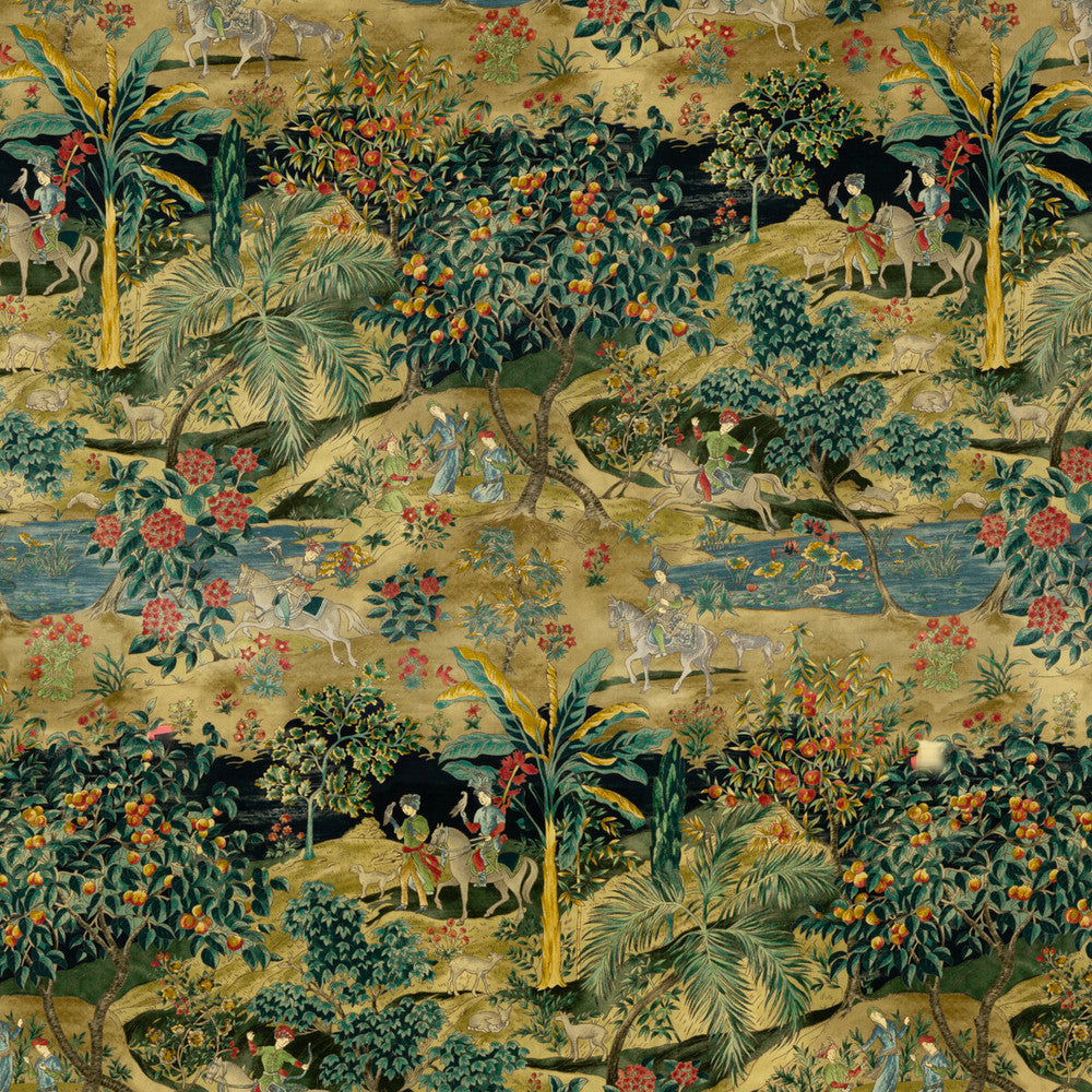 Ramayana Velvet Emerald/Sand by G P & J Baker Fabric COROMANDEL COTTON - 56%;LINEN - 44% United Kingdom - Horizontal: 52.402 and Vertical: 48.068 52.402 - Fabric Carolina -