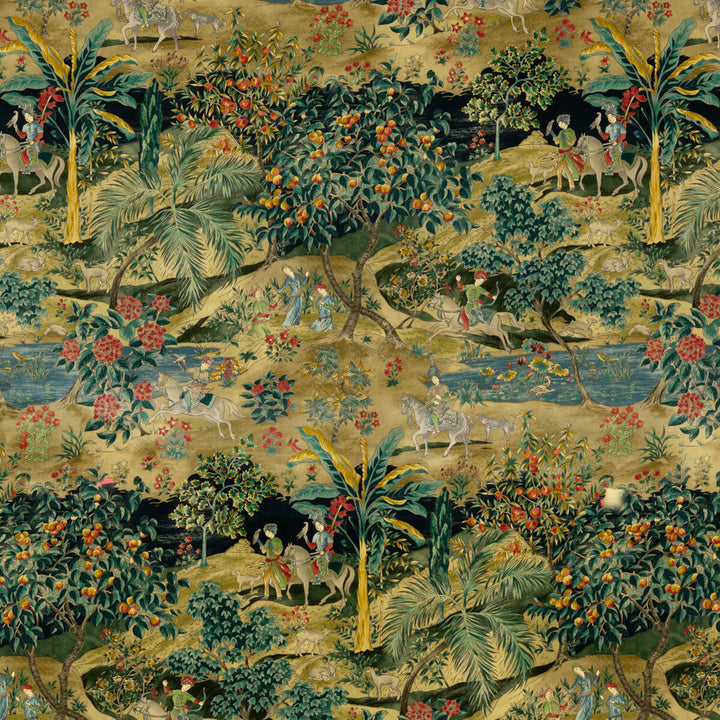 Ramayana Velvet Emerald/Sand by G P & J Baker Fabric COROMANDEL COTTON - 56%;LINEN - 44% United Kingdom - Horizontal: 52.402 and Vertical: 48.068 52.402 - Fabric Carolina -