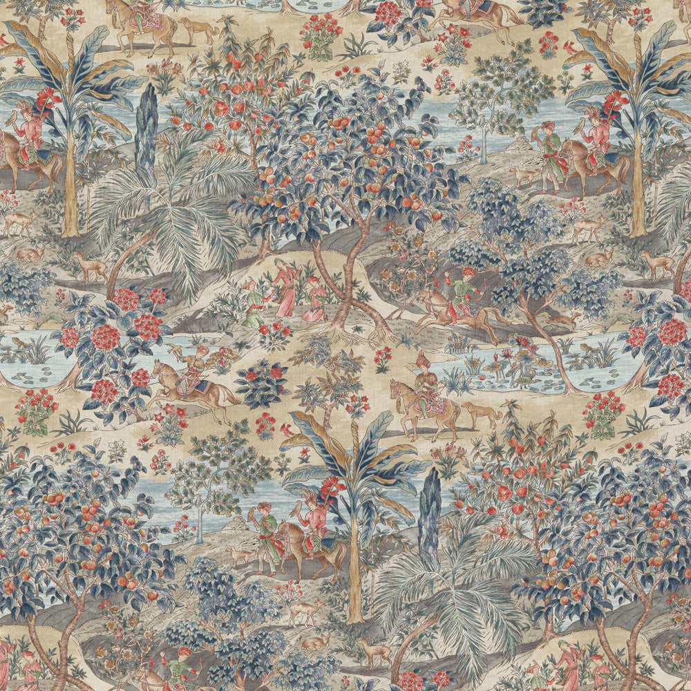 Ramayana Red/Blue by G P & J Baker Fabric COROMANDEL VISCOSE - 82%;LINEN - 18% United Kingdom - Horizontal: 54.372 and Vertical: 48.856 54.372 - Fabric Carolina -