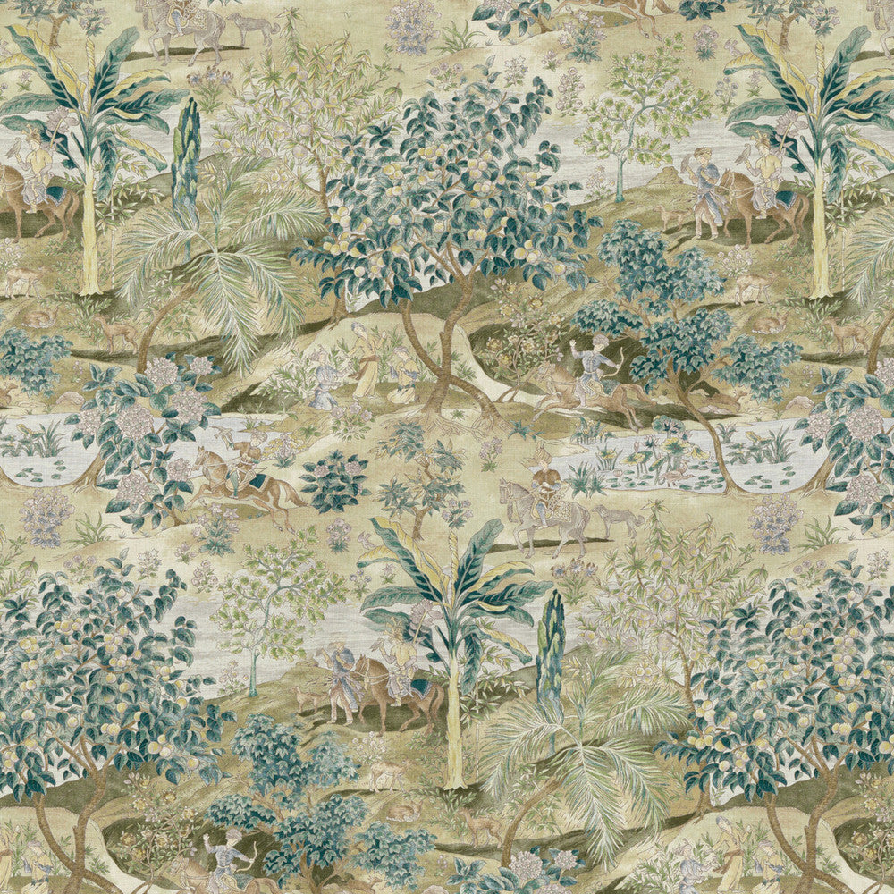 Ramayana Green/Mole by G P & J Baker Fabric COROMANDEL VISCOSE - 82%;LINEN - 18% United Kingdom - Horizontal: 54.372 and Vertical: 48.856 54.372 - Fabric Carolina -