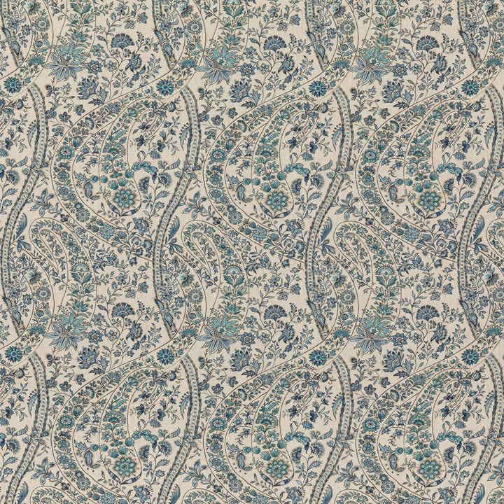 Bukhara Paisley Blue by G P & J Baker Designer Fabric COROMANDEL LINEN - 100% United Kingdom Horizontal: 13.593 and Vertical: 23.64 54.372 - Swanky Fabrics -