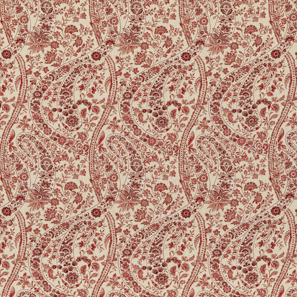 Bukhara Paisley Red by G P & J Baker Fabric COROMANDEL LINEN - 100% United Kingdom - Horizontal: 13.593 and Vertical: 23.64 54.372 - Fabric Carolina -