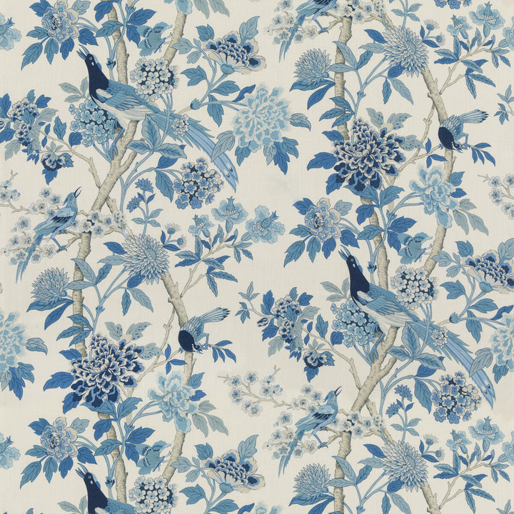 Hydrangea Bird (Archive) Blue by G P & J Baker Fabric CHIFU LINEN - 100% Thailand MEDIUM Horizontal: 52.796 and Vertical: 41.764 52.796 - Fabric Carolina -