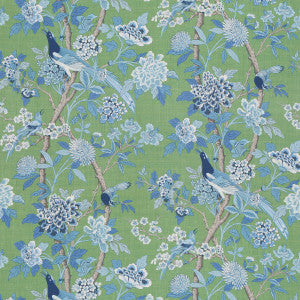 Hydrangea Bird (Archive) Emerald/Blue by G P & J Baker Fabric