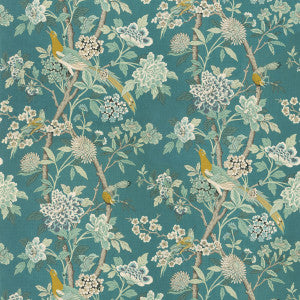 Hydrangea Bird (Archive) Teal by G P & J Baker Fabric
