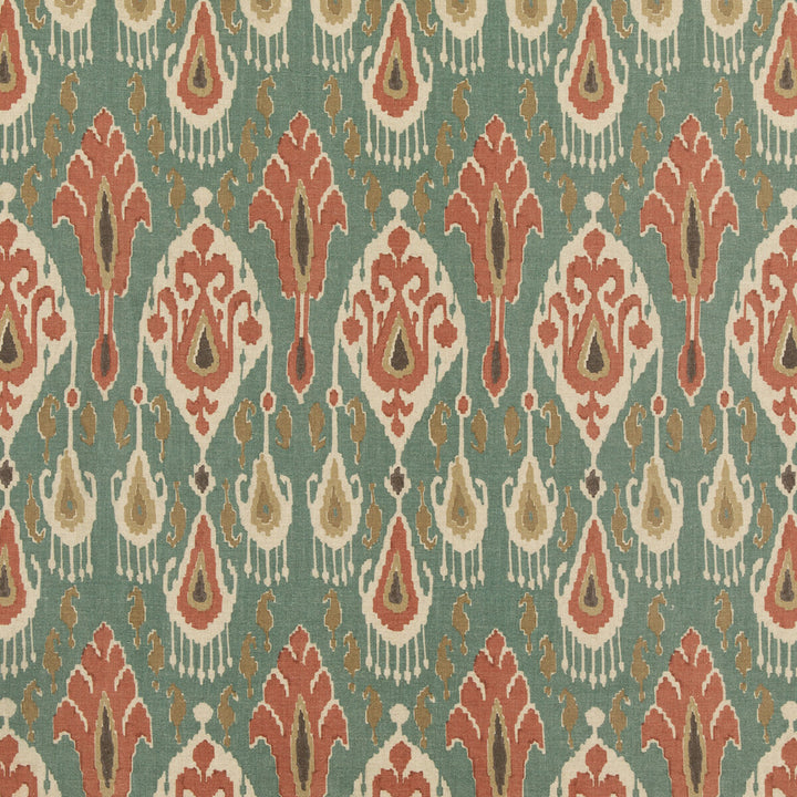 Ikat Bokhara Teal by G P & J Baker Fabric CHIFU VISCOSE - 49%;LINEN - 26%;COTTON - 17%;POLYESTER - 8% Thailand MEDIUM Horizontal: 10.244 and Vertical: 27.186 51.22 - Fabric Carolina -
