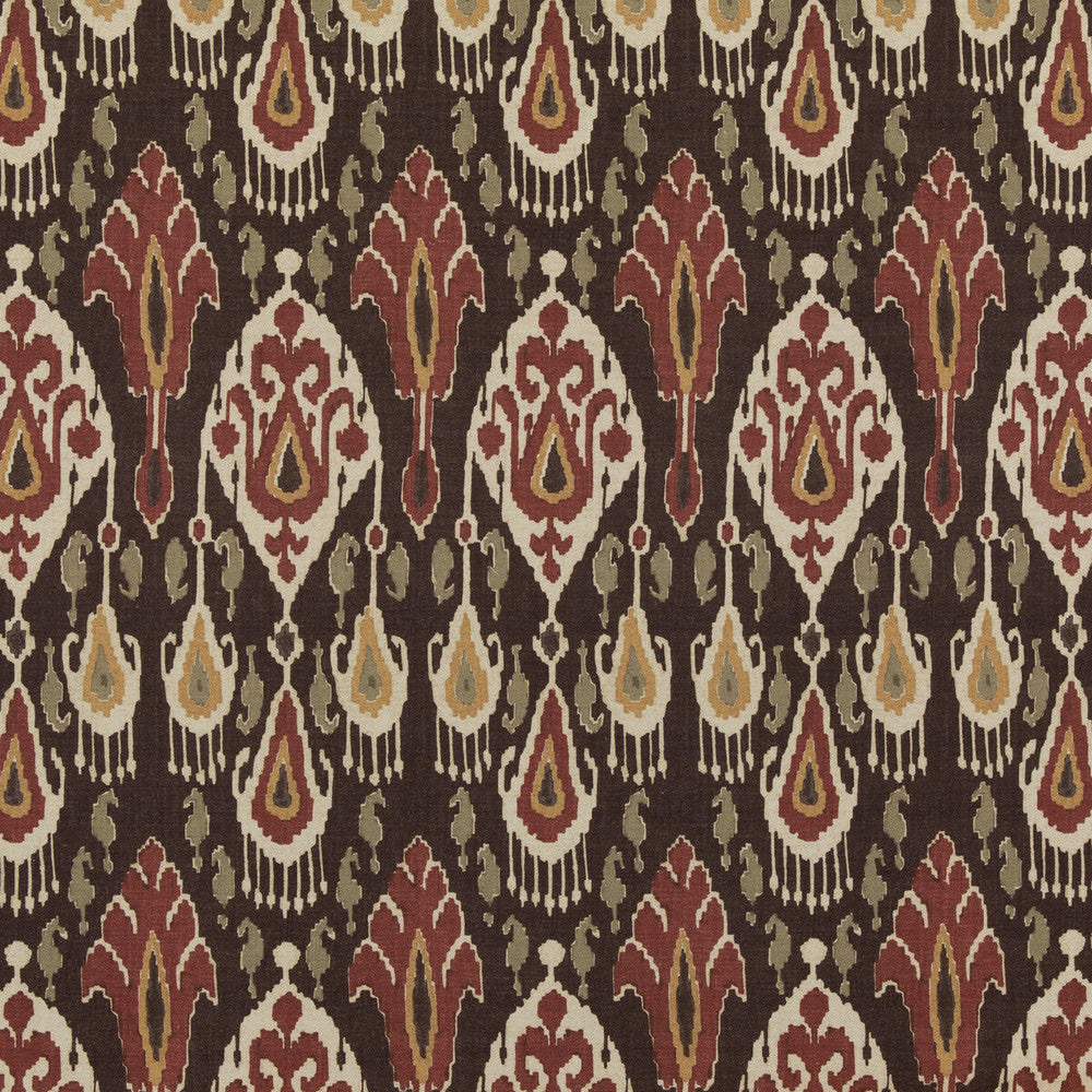Ikat Bokhara Espresso by G P & J Baker Fabric CHIFU VISCOSE - 49%;LINEN - 26%;COTTON - 17%;POLYESTER - 8% Thailand MEDIUM Horizontal: 10.244 and Vertical: 27.186 51.22 - Fabric Carolina -