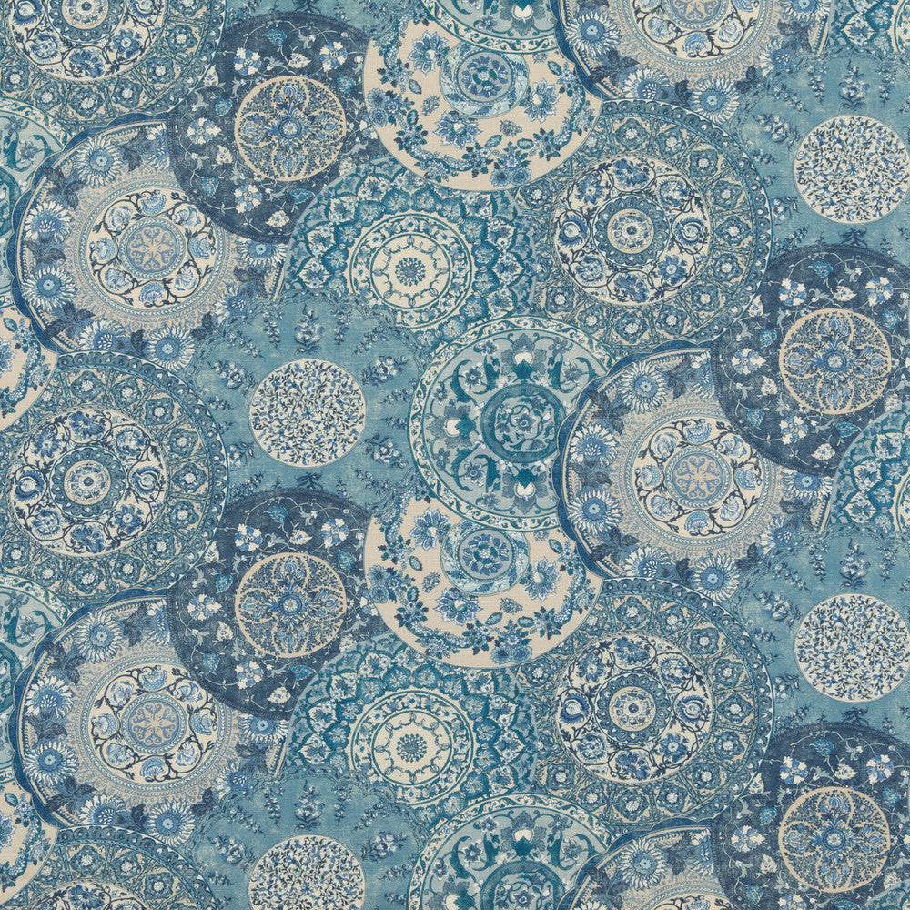 Imari Blue by G P & J Baker Fabric CHIFU VISCOSE - 67%;LINEN - 33% United Kingdom HEAVY Horizontal: 53.978 and Vertical: 24.428 53.978 - Fabric Carolina -