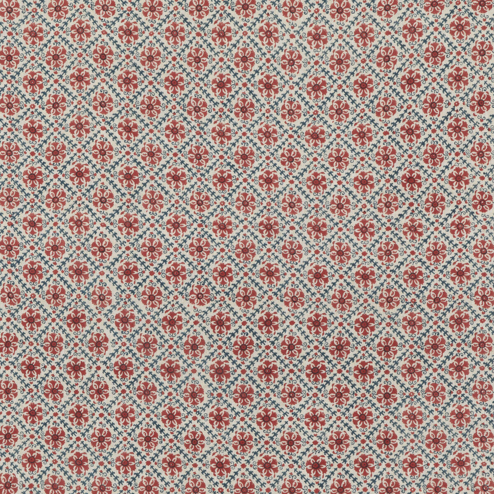 Camden Trellis Red/ Blue by G P & J Baker Fabric PORTOBELLO LINEN - 100% United Kingdom Horizontal: 2.955 and Vertical: 2.955 53.19 - Fabric Carolina -