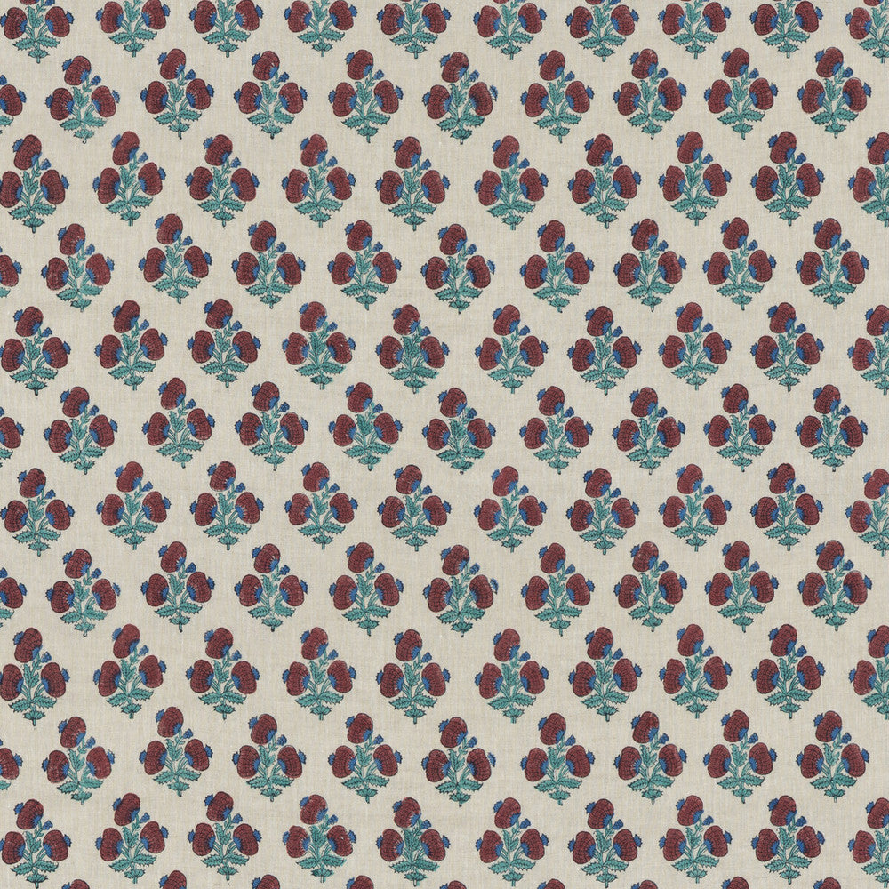 Jaipur Poppy Red/Blue by G P & J Baker Fabric PORTOBELLO LINEN - 100% India Horizontal: 3.349 and Vertical: 5.91 53.584 - Fabric Carolina -