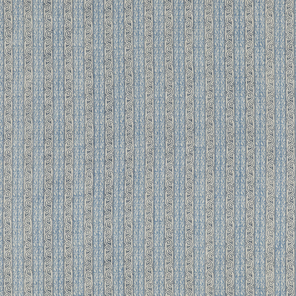 Tetbury Stripe Blue by G P & J Baker Designer Fabric PORTOBELLO LINEN - 100% India Horizontal: 2.2852 and Vertical: 54.372 - Swanky Fabrics -