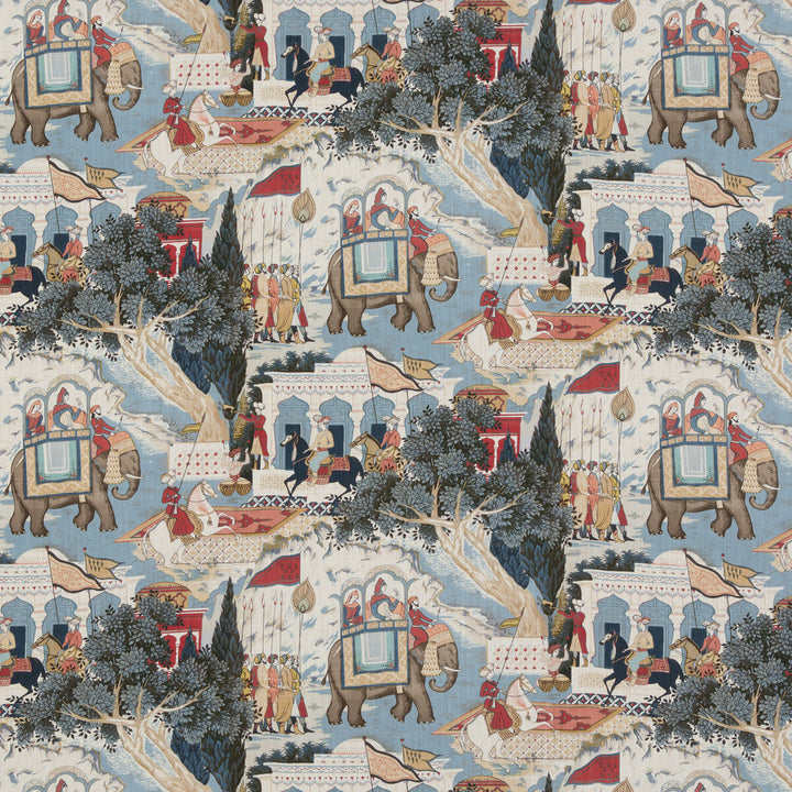 Shalimar Indigo/Red by G P & J Baker Fabric CASPIAN COTTON - 90%;LINEN - 10% United Kingdom Horizontal: 17.73 and Vertical: 21.67 53.19 - Fabric Carolina -