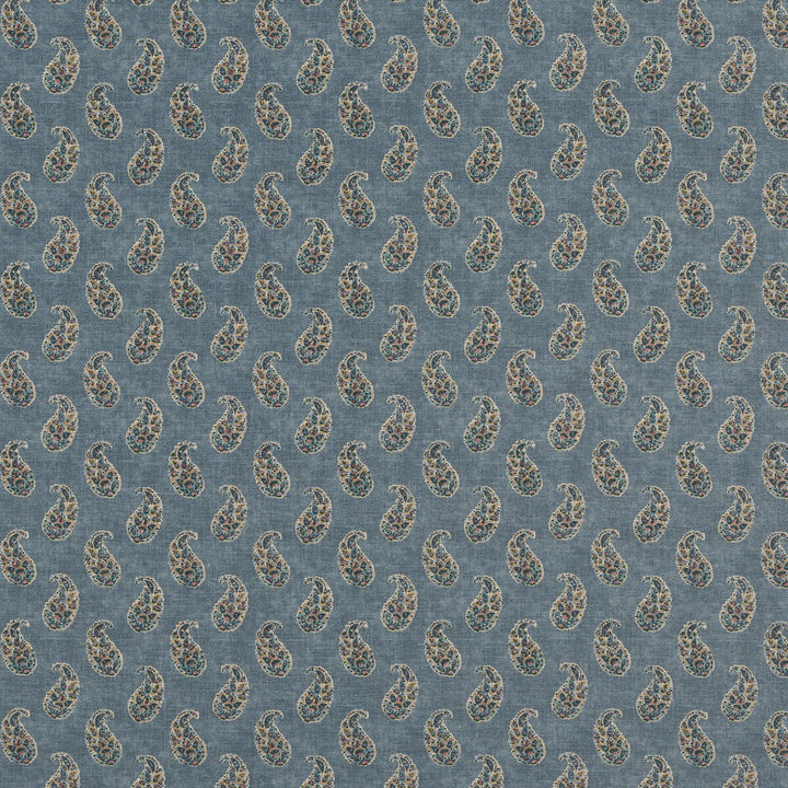 Patola Paisley Blue by G P & J Baker Designer Fabric CASPIAN VISCOSE - 82%;LINEN - 18% United Kingdom Horizontal: 4.531 and Vertical: 9.456 54.372 - Swanky Fabrics -