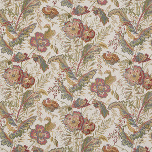 Indienne Flower Emerald/Red by G P & J Baker Fabric