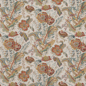 Indienne Flower Red/Teal by G P & J Baker Fabric