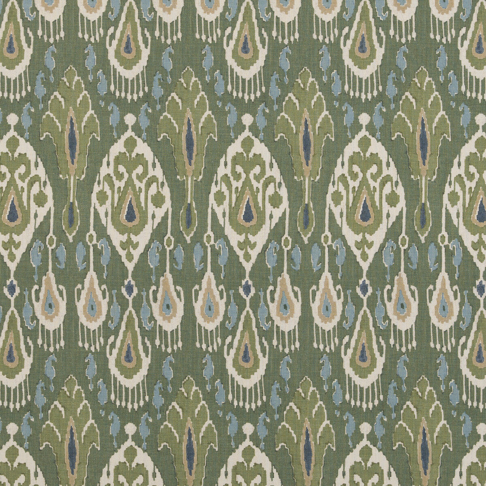 Ikat Bokhara Linen Emerald by G P & J Baker Fabric CASPIAN LINEN - 100% Thailand Horizontal: 10.441 and Vertical: 27.58 52.402 - Fabric Carolina -