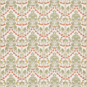 Birds & Cherries Cotton Red/Green by G P & J Baker Fabric