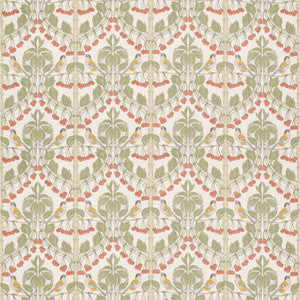 Birds & Cherries Cotton Red/Green by G P & J Baker Fabric