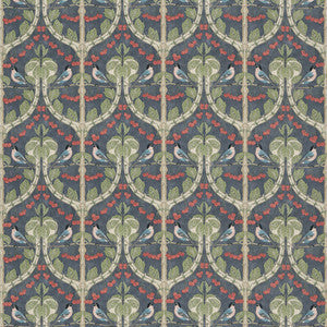Birds & Cherries Cotton Indigo by G P & J Baker Fabric