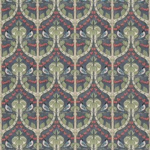Birds & Cherries Cotton Indigo by G P & J Baker Fabric