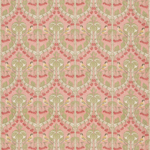 Birds & Cherries Cotton Coral by G P & J Baker Fabric