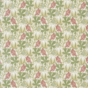 Pumpkins Cotton Coral/Green by G P & J Baker Fabric
