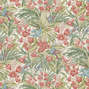Trumpet Flowers Cotton Red/Green by G P & J Baker Fabric