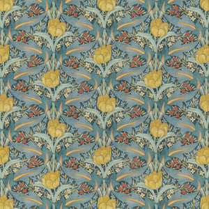 Tulip & Jasmine Cotton Teal by G P & J Baker Fabric