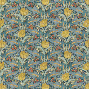 Tulip & Jasmine Cotton Teal by G P & J Baker Fabric