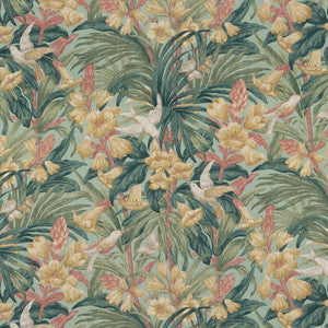 Trumpet Flowers Teal by G P & J Baker Fabric