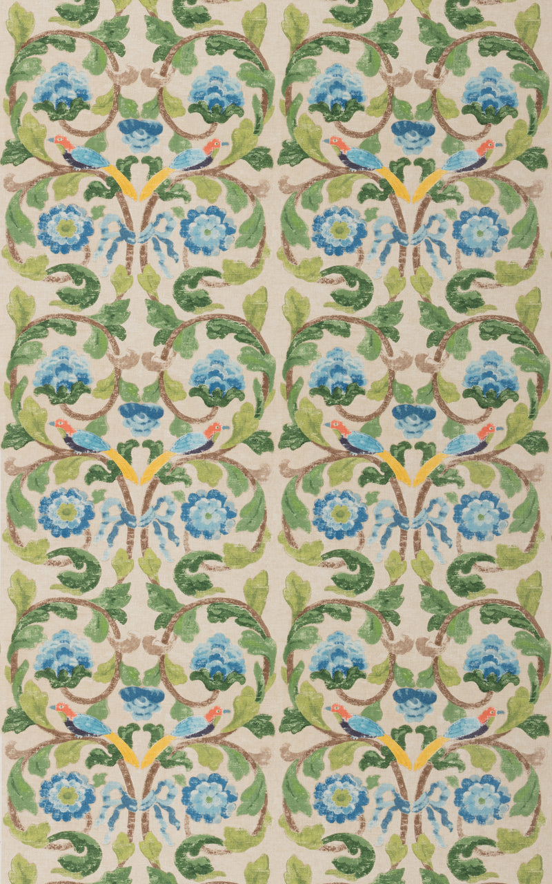 Tudor Rose - Blue/Green By G P & J Baker Fabric