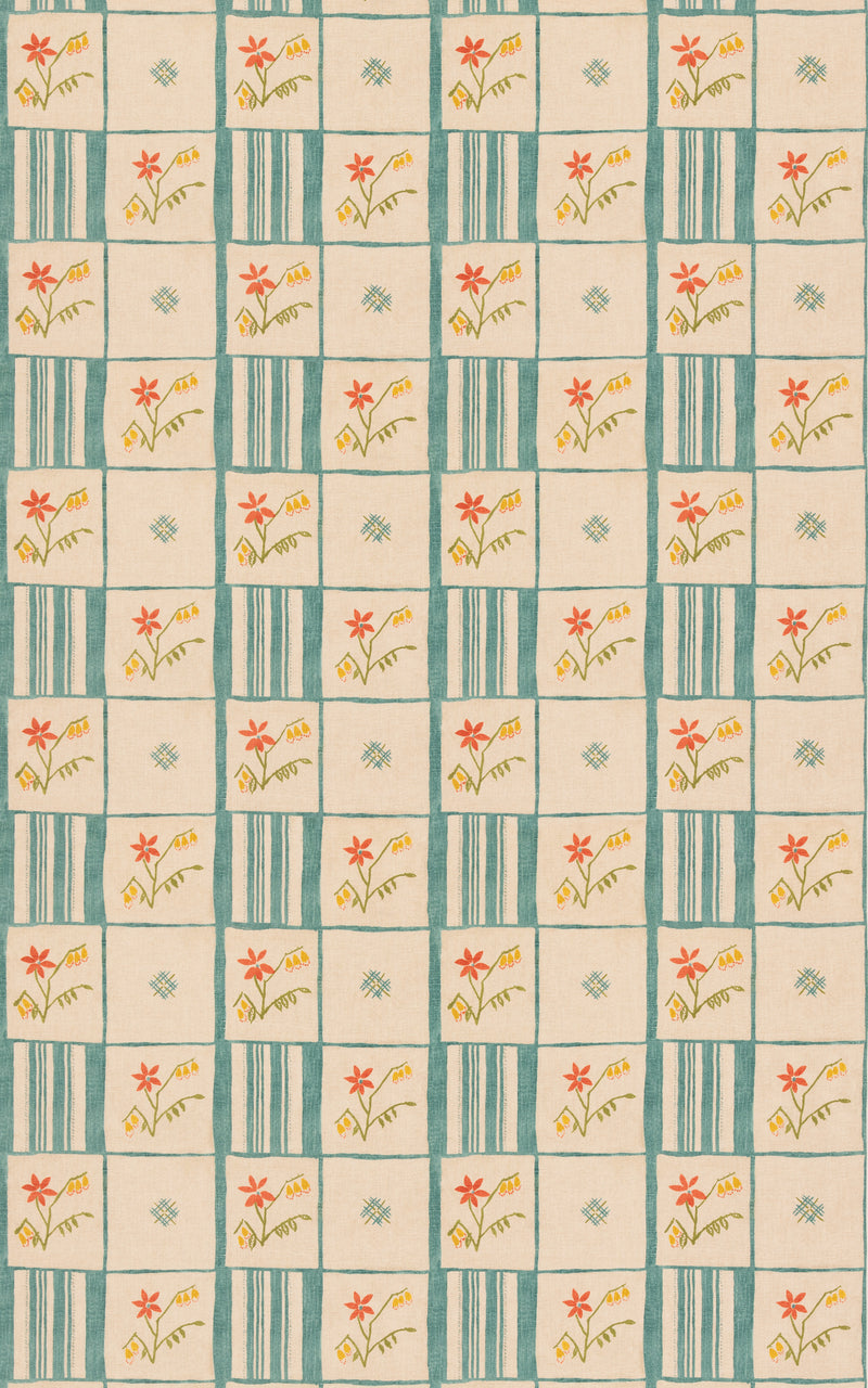 Forget-Me-Not - Teal/Spice By G P & J Baker Fabric