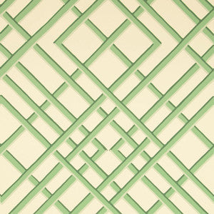 Treillage Sidewall Celadon On Off-White by Brunschwig & Fils Wallcovering
