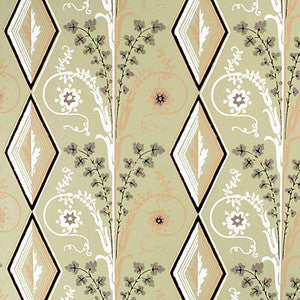Gallier Diamond Brown And Green On Beige by Brunschwig & Fils Wallcovering