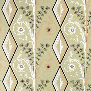 Gallier Diamond Brown And Green On Beige by Brunschwig & Fils Wallcovering