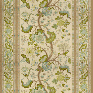 Bellary Cotton Print Aqua/Taupe by Brunschwig & Fils Fabric