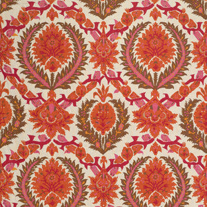 Zenobia Linen Print Orange Spice/Mocha by Brunschwig & Fils Fabric