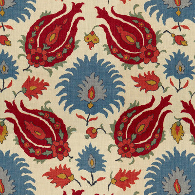 Kashmiri Linen Print Pomegranate/Blue by Brunschwig & Fils Fabric Brunschwig & Fils Fabric Kashmiri Linen Print Pomegranate/BlueFabric LES ALIZES LINEN - 100% France </p><p>Repeat: H: 26.77, V: 28.35 53.54 - Fabric Carolina -