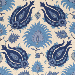 Kashmiri Linen Print Sapphire Blue by Brunschwig & Fils Fabric